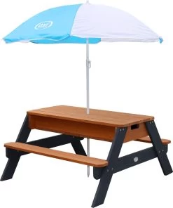 AXI Nick Zand & Water Picknicktafel In Antraciet/Bruin - Parasol Blauw/Wit - Picknick Tafel Voor Kinderen Van Hout -Tuinmeubel Winkel 1000x1200 2