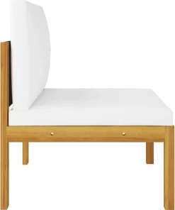 Decoways - 5-delige Loungeset Met Kussens Massief Acaciahout Crèmekleurig -Tuinmeubel Winkel 1001x1200