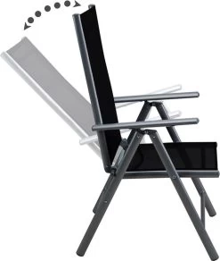 Tuinset 4 + 1 Klapstoelen Tuintafel – Aluminium 80x80cm - Grijs -Tuinmeubel Winkel 1015x1200