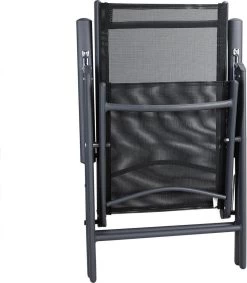 Tuinset 4 + 1 Klapstoelen Tuintafel – Aluminium 80x80cm - Grijs -Tuinmeubel Winkel 1049x1200