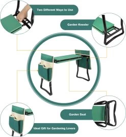 Uten - Kniebankje Tuin - Knie Steun - Tuinkruk Inklapbaar - Kniesteun Tuinieren - Kniekussen - Tot 150 Kg - Groen -Tuinmeubel Winkel 1104x1200