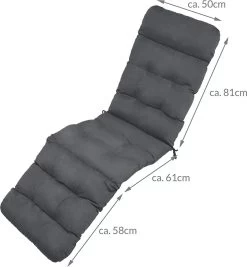 Beautissu Deckchair Kussen 200x50x8 Cm - Ligstoelkussen Antraciet - Matraskussen Voor Hangmatten En Tuin-/terrasstoelen - Flair DC -Tuinmeubel Winkel 1112x1200