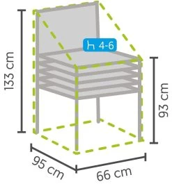 Weersbestendige Beschermhoes Stoel (4 Tot 6 Stapelstoelen) | 66 X 95 X 133/93 Cm (L) | Premium | Waterproof | TÜV Rheinland Gecertificeerd | Hoes Voor Tuin | Waterdicht | Solution Dyed (verkleuring Onmogelijk) | Grijs / Antraciet -Tuinmeubel Winkel 1119x1200