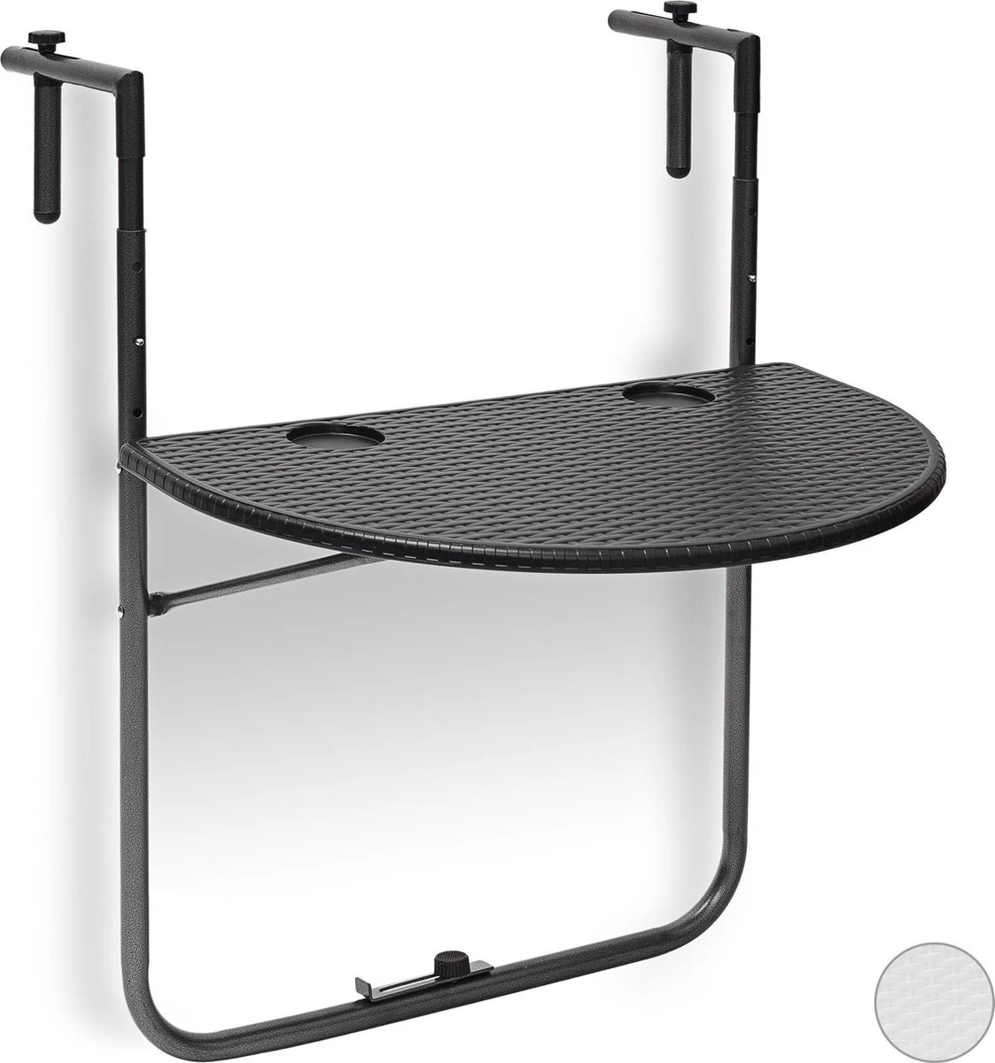 Relaxdays Balkontafel Inklapbaar, Balkon Tafel Rotan, Hangtafel Reling - Zwart 15 Relaxdays Balkontafel Inklapbaar, Balkon Tafel Rotan, Hangtafel Reling - Zwart - Afbeelding 15