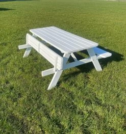 Goedkopepicknicktafels.nl | Witte XL Picknicktafel | Tuintafel 6 Persoons | Wit Gespoten Gedroogd Grenen Hout! -Tuinmeubel Winkel 1125x1200 1