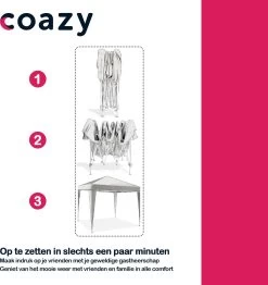 Coazy Waterdichte Partytent 3x3 Meter Opvouwbaar - Paviljoen - Easy Up - Pop-up Tent Met Haringen, Touw En Anti Slip Poten - Waterdicht - Partytenten Weerbestendig -Tuinmeubel Winkel 1131x1200 6