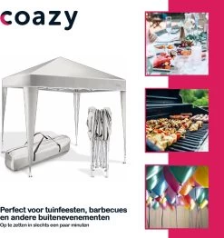 Coazy Waterdichte Partytent 3x3 Meter Opvouwbaar - Paviljoen - Easy Up - Pop-up Tent Met Haringen, Touw En Anti Slip Poten - Waterdicht - Partytenten Weerbestendig -Tuinmeubel Winkel 1132x1200 1