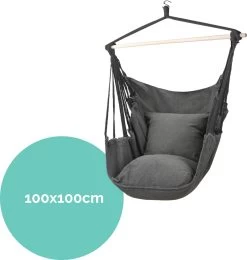 Hangmat Stoel - Hangstoel Voor Binnen Of Buiten - Incl. 2 Kussens - Zwart/Grijs Antraciet -Tuinmeubel Winkel 1141x1200 1