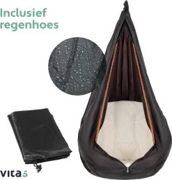 Vita5 Macramé Hangstoel - Voor Binnen En Buiten - Zonder Standaard - Incl. Kussen, Boekenvak En Beschermhoes - Tot 150kg - Bruin/Beige 19 Vita5 Macramé Hangstoel - Voor Binnen En Buiten - Zonder Standaard - Incl. Kussen, Boekenvak En Beschermhoes - Tot 150kg - Bruin/Beige -Tuinmeubel Winkel 1147x1200