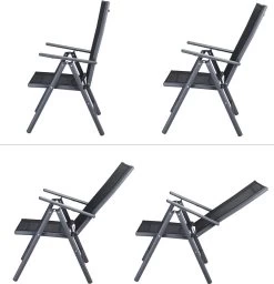 Tuinset 4 + 1 Klapstoelen Tuintafel – Aluminium 80x80cm - Grijs -Tuinmeubel Winkel 1156x1200 1