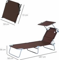 Outsunny Ligstoel Ligbank Voor Buiten Ligstoel Voor Op Het Strand Inklapbaar Met Zonnedak 3 Kleuren 84B-001 -Tuinmeubel Winkel 1166x1200 2