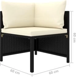VidaXL 4-delige Loungeset Met Kussens Poly Rattan Zwart -Tuinmeubel Winkel 1184x1200