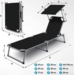 Sens Design Zonnebed - Ligbed Inklapbaar Met Zonneklep - Zwart -Tuinmeubel Winkel 1191x1200 3