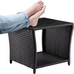 Casaria Polyrattan Bijzettafel - WPC Tafelblad 45x45x40cm – Zwart -Tuinmeubel Winkel 1191x1200 4