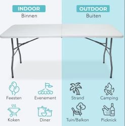 LifeGoods Klaptafel - Inklapbaar - 70x180cm - Verstelbare Vouwtafel - Weerbestendig - Wit -Tuinmeubel Winkel 1193x1200 2