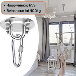 Plafondhaak – Voor Beton En Hout - Hangstoel – Hangmat – Bokszak – RVS – Binnen En Buiten – Ophangsysteem – Ophanghaak – 400KG 11 Plafondhaak – Voor Beton En Hout - Hangstoel – Hangmat – Bokszak – RVS – Binnen En Buiten – Ophangsysteem – Ophanghaak – 400KG -Tuinmeubel Winkel 1199x1200