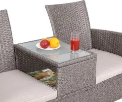 Casaria Tuinbank Polyrattan - 2-Zits Incl.Tafel - Weerbestendig Beige 15 Casaria Tuinbank Polyrattan - 2-Zits Incl.Tafel - Weerbestendig Beige -Tuinmeubel Winkel 1200x1004 4