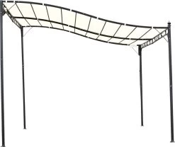 Outsunny Pergola Partytent Paviljoen Overkapping Tent Metaal Crème 297x297 Cm 84C-038 -Tuinmeubel Winkel 1200x1009 2
