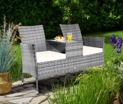 Casaria Polyrattan Tuinbank - Incl. Tafel & Kussens 7 Cm - Grijs -Tuinmeubel Winkel 1200x1013 1