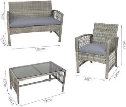 Merkloos Tuin Loungeset Grijs / Bruin - Lounge Set Tuin - Relax Bank - Lounge Bank Tuin - Tuinbank - Loungebank - Tuinset/ Loungebank - Tuinset - Tuinstoel - Loungeset - Rattan Tuinmeubilair - Poly Rotan Tuinmeubelen - Grijs / Bruin -Tuinmeubel Winkel 1200x1018 2