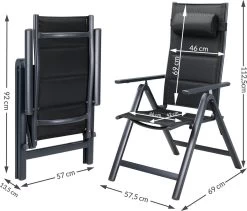 Casaria Tuinstoel Aluminium - 2 Stuks Inklapbaar - Antraciet -Tuinmeubel Winkel 1200x1026 1