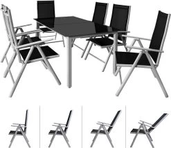 Casaria Alumunium Tuinset Bern - 6 Stoelen + 1 Tafel – Zilver -Tuinmeubel Winkel 1200x1039 1