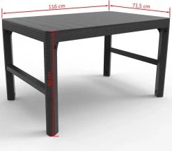 Allibert Lyon Tuintafel - 116x71,5x66/40 Cm - Grafiet -Tuinmeubel Winkel 1200x1050 1