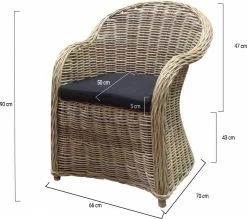Roma Dining Tuinstoel Naturel Rotan - Suntech Kussen -Tuinmeubel Winkel 1200x1065 1