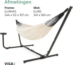 Vita5 Hangmat Met Standaard – 2 Persoons – Incl. Bekerhouder – 205kg Draaggewicht – Beige/Wit 20 Vita5 Hangmat Met Standaard – 2 Persoons – Incl. Bekerhouder – 205kg Draaggewicht – Beige/Wit -Tuinmeubel Winkel 1200x1068 2