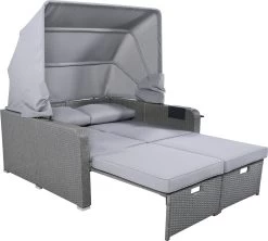 Polyrattan Patio Rieten Meubels Set Voor 2 Personen-Outdoor Rattan Sofa Set Met Intrekbare Luifel-lounge Bank-PE Rotan Loveseat Voor Achtertuin Veranda Tuin Zwembad Balkon-grijs -Tuinmeubel Winkel 1200x1078 2