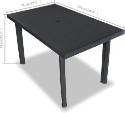 VidaXL Tuintafel 126x76x72 Cm Kunststof Antraciet -Tuinmeubel Winkel 1200x1082