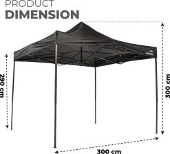 MaxxGarden Easy-up Partytent - 3x3m - Standaard - Waterdicht - Opvouwbaar - Inclusief Draagtas - Zwart -Tuinmeubel Winkel 1200x1086 1