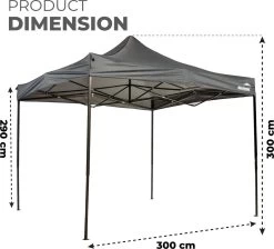 MaxxGarden Easy-up Partytent - 3x3m - Standaard - Waterdicht - Opvouwbaar - Inclusief Draagtas - Antraciet -Tuinmeubel Winkel 1200x1086 2