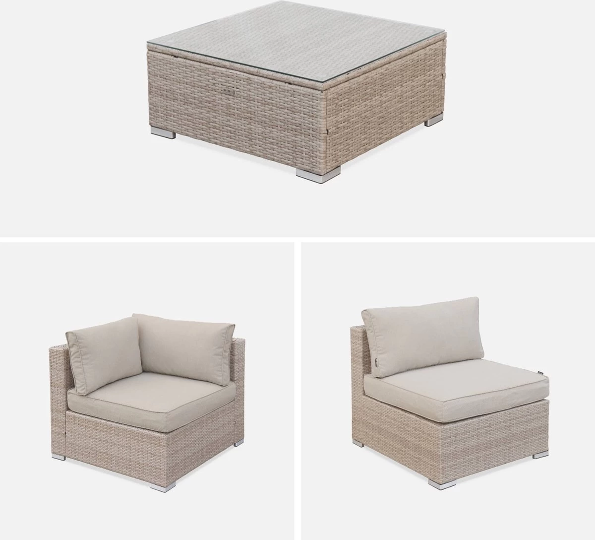 Alice's Garden Loungeset Napoli - 5 Plaatsen - Wicker - 6 Elementen - Beige/Beige 7 Alice's Garden Loungeset Napoli - 5 Plaatsen - Wicker - 6 Elementen - Beige/Beige - Afbeelding 7