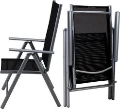 Tuinset 4 + 1 Klapstoelen Tuintafel – Aluminium 80x80cm - Grijs -Tuinmeubel Winkel 1200x1088