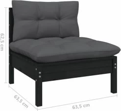 VidaXL 3-delige Loungeset Met Kussens Massief Grenenhout Zwart -Tuinmeubel Winkel 1200x1105