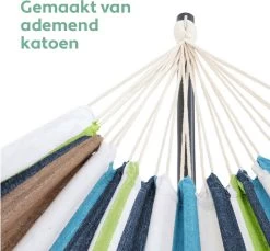 Vita5 Hangmat Met Standaard – 2 Persoons – Incl. Bekerhouder – 205kg Draaggewicht – Groen/Blauw -Tuinmeubel Winkel 1200x1111