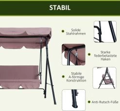 Outsunny Hollywoodschommel 3-zits Tuinschommel Schommelbank Met Dak 3 Kleuren 84A-054 16 Outsunny Hollywoodschommel 3-zits Tuinschommel Schommelbank Met Dak 3 Kleuren 84A-054 -Tuinmeubel Winkel 1200x1113