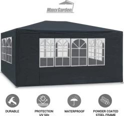 MaxxGarden Partytent - Paviljoen - 3x4m - Incl. Zijwanden - Waterdicht - Antraciet -Tuinmeubel Winkel 1200x1129 3