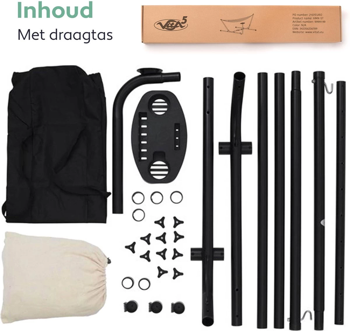 Vita5 Hangmat Met Standaard – 2 Persoons – Incl. Bekerhouder – 205kg Draaggewicht – Beige/Wit 10 Vita5 Hangmat Met Standaard – 2 Persoons – Incl. Bekerhouder – 205kg Draaggewicht – Beige/Wit - Afbeelding 10