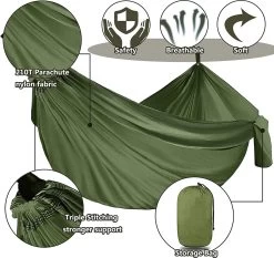 IBright Hangmat XXL - Complete Set – Incl. Karabijnhaken En Riemen - Tot 200 Kg - 270x140cm - Leger Groen -Tuinmeubel Winkel 1200x1134 5