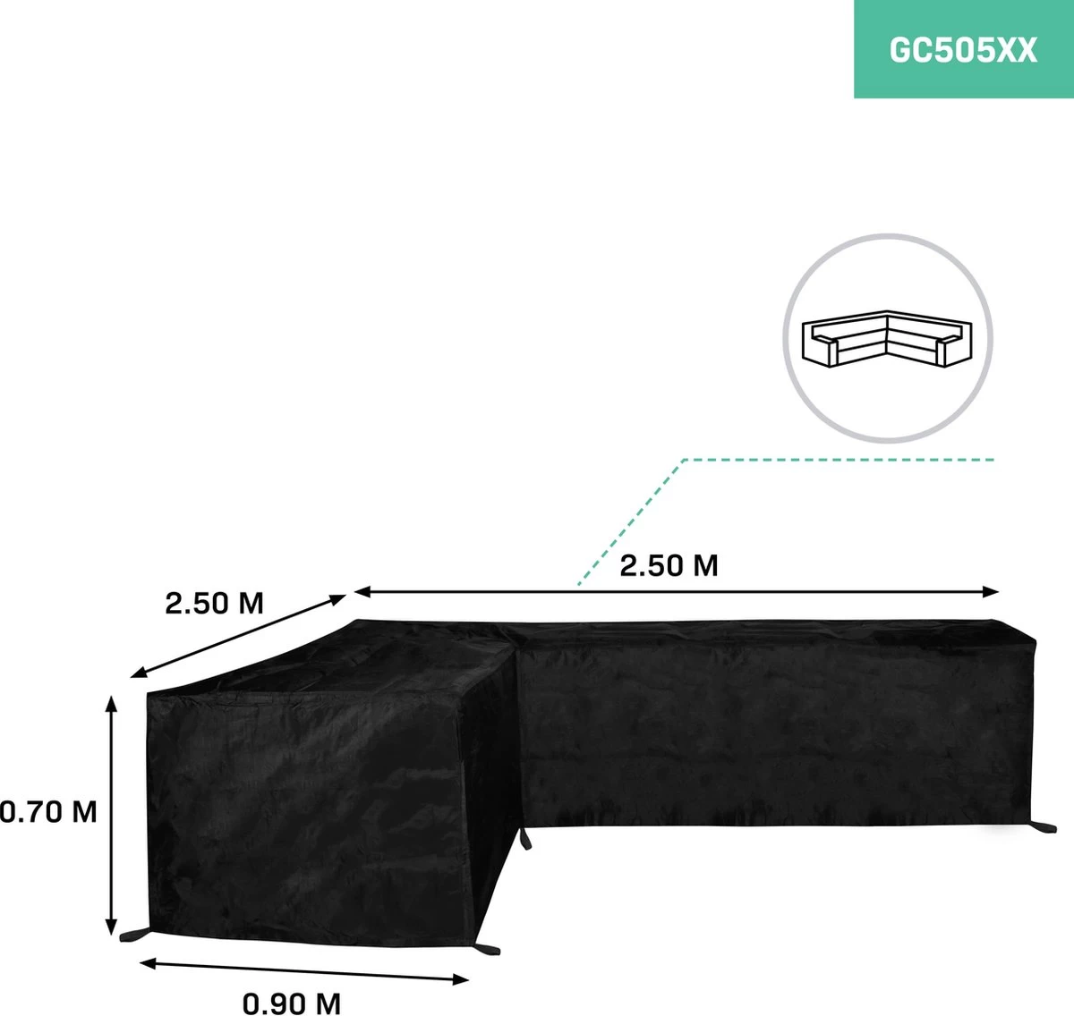 VONROC Premium Tuinbank Beschermhoes – L-vorm - 250/90 X 250/90 X 70cm 2 VONROC Premium Tuinbank Beschermhoes – L-vorm - 250/90 X 250/90 X 70cm - Afbeelding 2