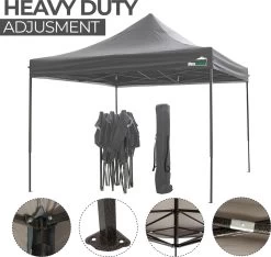 MaxxGarden Easy-up Partytent - 3x3m - Standaard - Waterdicht - Opvouwbaar - Inclusief Draagtas - Antraciet -Tuinmeubel Winkel 1200x1137 4