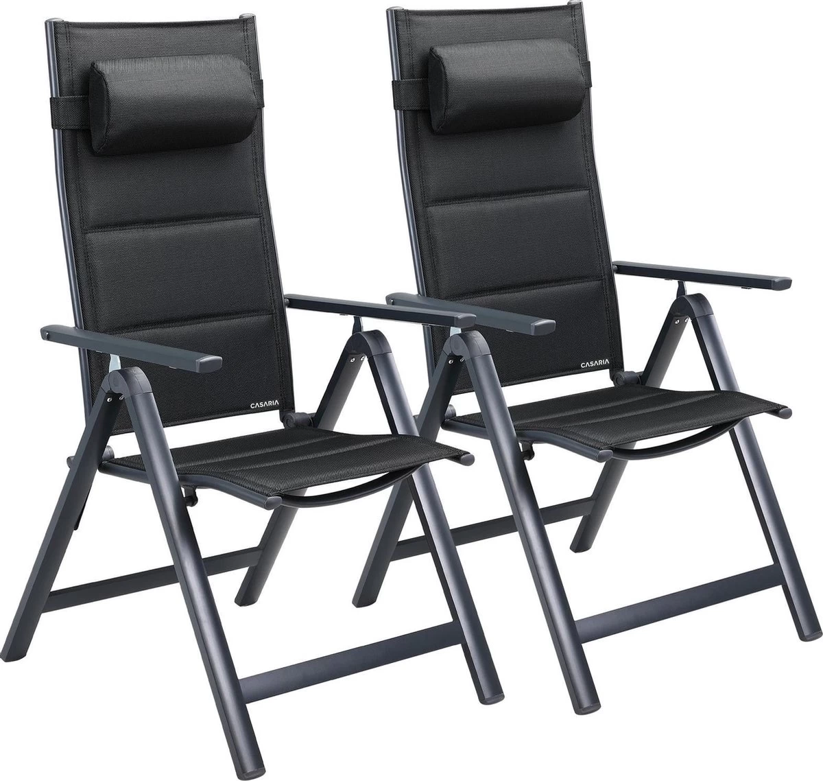 Casaria Tuinstoel Aluminium - 2 Stuks Inklapbaar - Antraciet