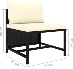 VidaXL 4-delige Loungeset Met Kussens Poly Rattan Zwart -Tuinmeubel Winkel 1200x1141