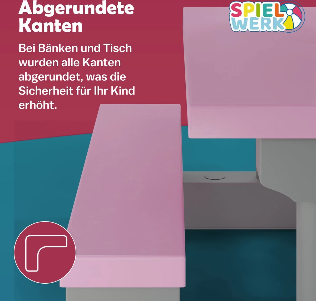 Spielwerk Kinder Tuinset – Incl. Parasol UV-bescherming - Roze Grijs 4 Spielwerk Kinder Tuinset – Incl. Parasol UV-bescherming - Roze Grijs - Afbeelding 4