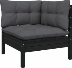 VidaXL 3-delige Loungeset Met Kussens Massief Grenenhout Zwart -Tuinmeubel Winkel 1200x1143