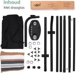 Vita5 Hangmat Met Standaard – 2 Persoons – Incl. Bekerhouder – 205kg Draaggewicht – Blauw/Wit/Bruin -Tuinmeubel Winkel 1200x1143 5