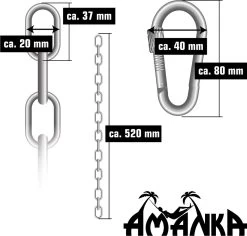 2x 50cm Hangende Stoelketting Tot 230kg - 4 Karabiners - Schommel Hangmat Bokszak Ophanging -Tuinmeubel Winkel 1200x1145