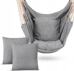 RENALUX Hangstoel Buiten En Binnen - Hangstoel Voor Binnen - Hangstoel Zonder Standaard - Hangstoel Cocoon - Gratis 2 Zachte Kussens - 150 KG - Grijs -Tuinmeubel Winkel 1200x1148 2